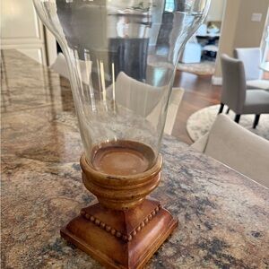 Southern Living At Home Glass Candle Holder with Brown Base